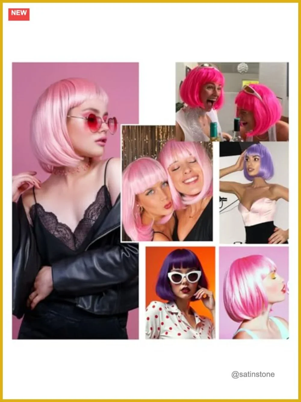 Synthetic Bob Wig with Bangs Trimmable Heat Resistant for Cosplay Party Costume